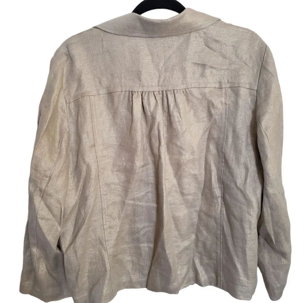 Charter Club Single Button Front Closure 100% Linen Jacket Size XL - Picture 3 of 7